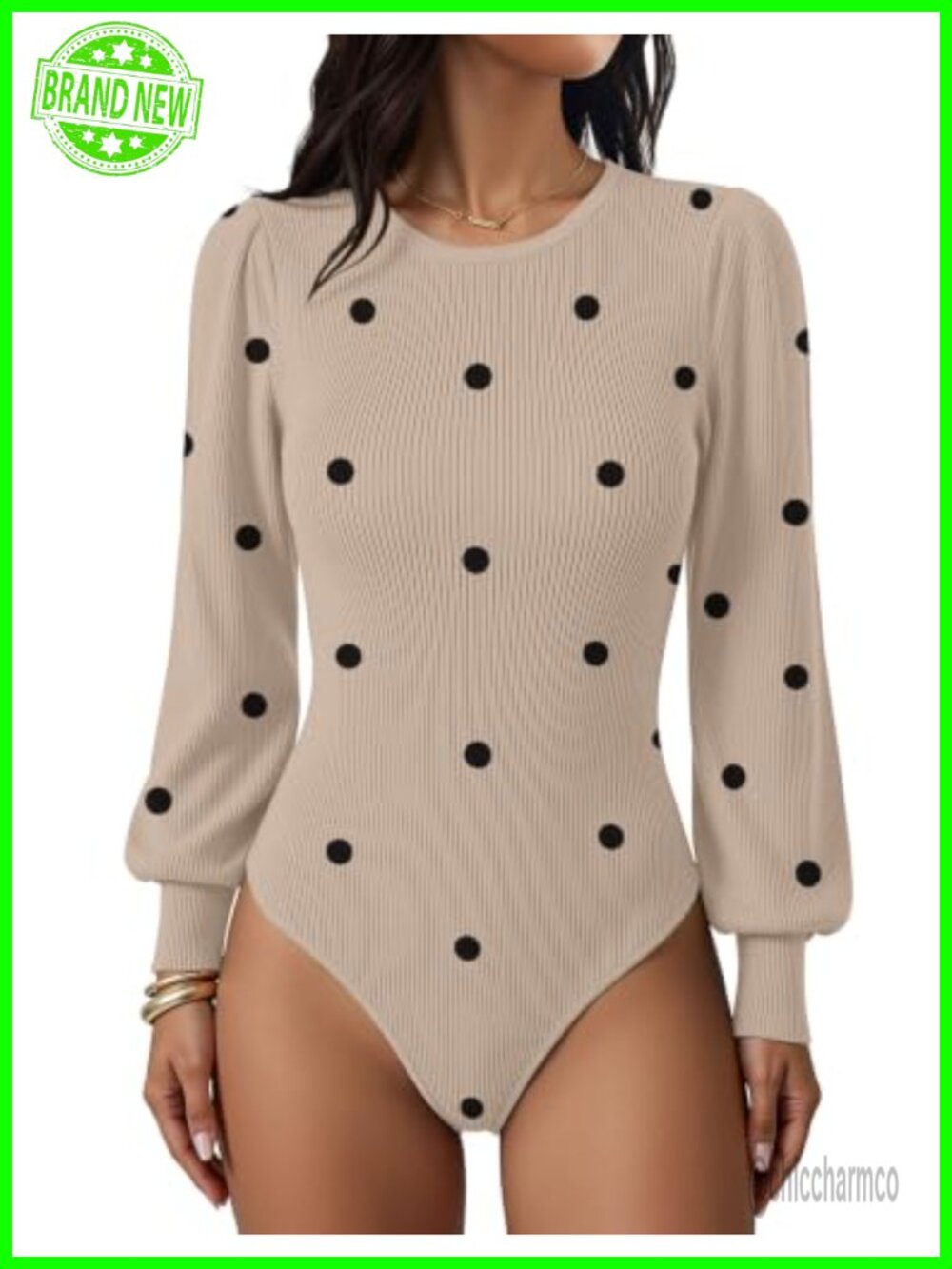 Womens Long Sleeve Crewneck Sweater Bodysuit Ribbed Knit Pullover Top